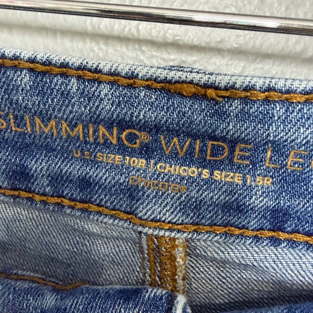 CHICO'S so slimming wide leg jeans size 1.5 or US 10R - Picture 4 of 7